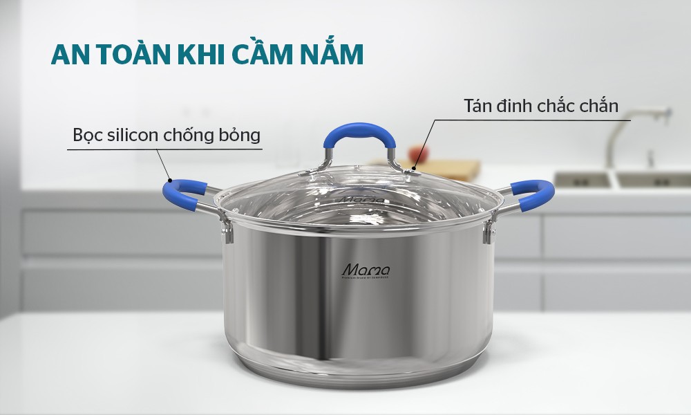 Bộ nồi chảo inox 5 đáy Sunhouse SHG509 - Hàng Chính Hãng