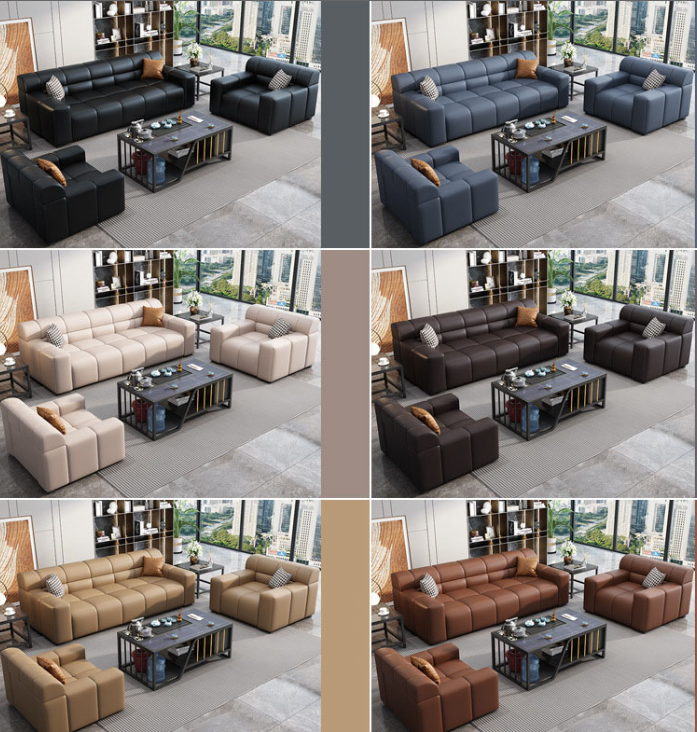 Bộ sofa bọc da văn phòng cao cấp Juno Sofa kèm ghế đơn HVPCT-15