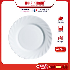 Đĩa Sâu Thủy Tinh Luminarc Diwali Trianon Trắng 23cm cường lực, kháng vỡ - 1 đĩa - N3646