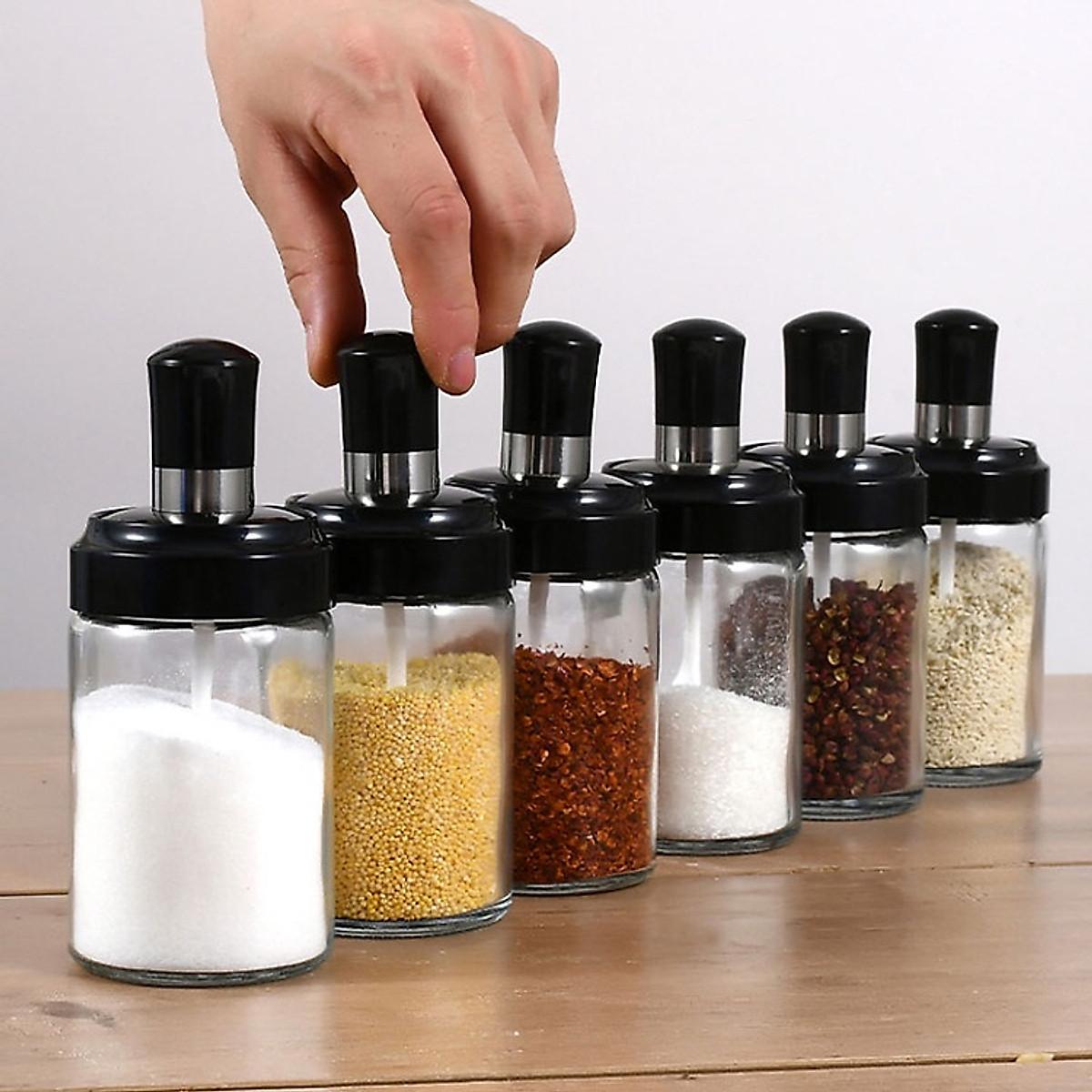 Lọ Đựng Gia Vị Có Thìa Thuỷ Tinh Hũ Gia Vị Kèm Nắp Và Thìa Dung Tích 250ml