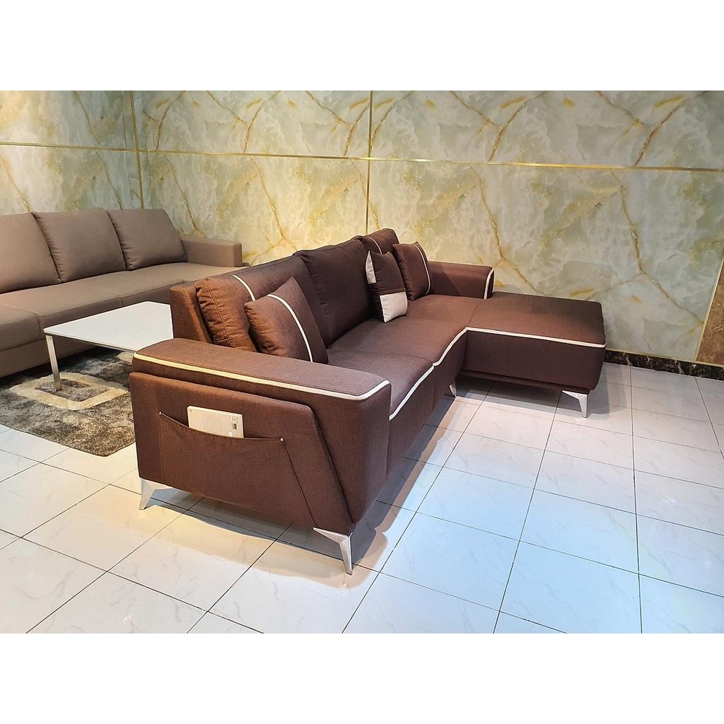 Ghế Sô Pha Bọc Vải Bố Kiểu Dáng Hiện Đại_Màu Nâu Phối Viền_Size 2700 x 1600