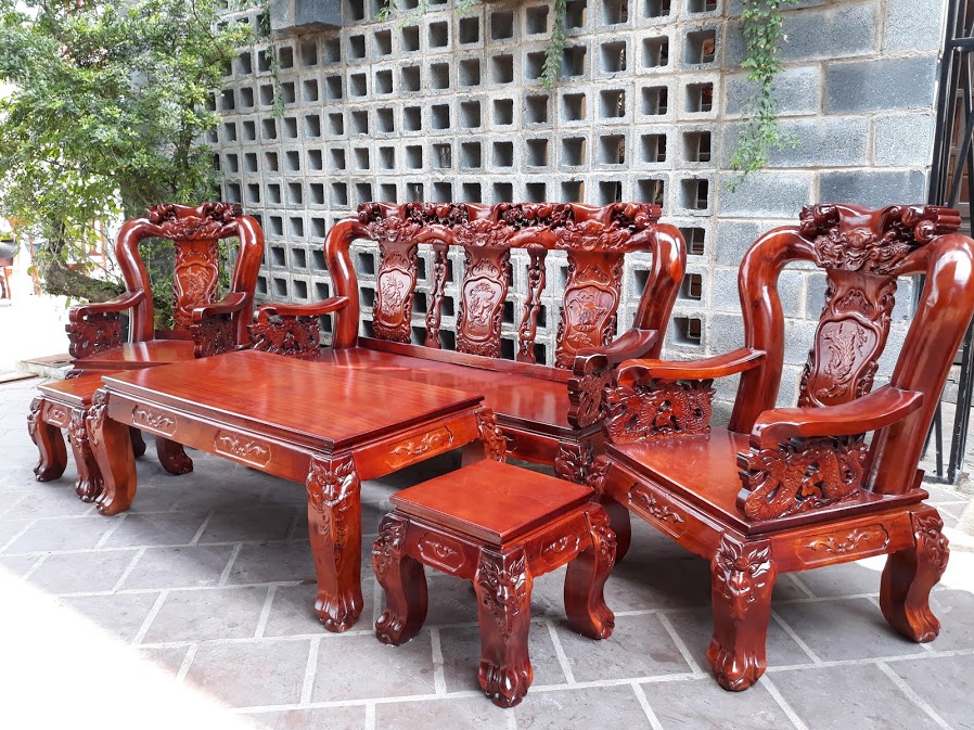 Bộ bàn ghế salon gỗ Tràm Tay 12 Đỉnh Hổ Phù