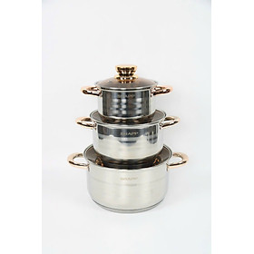 Bộ 3 nồi inox SHARP 5 đáy Cao cấp
