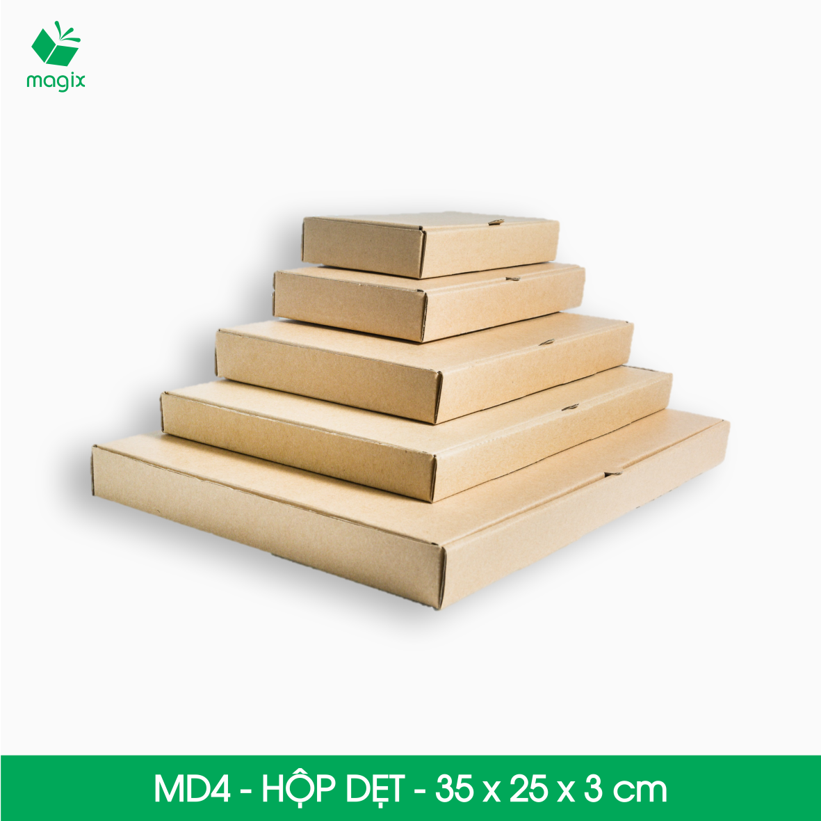 MD4 - 35x25x3 cm - 50 Thùng hộp carton trơn đóng hàng