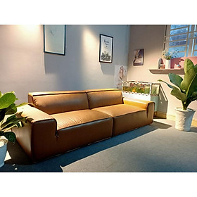 Sofa băng da bò Italy Juno sofa màu vàng SFBCT15 2m4 hàng cao cấp chuẩn da bò nhập khẩu Ý