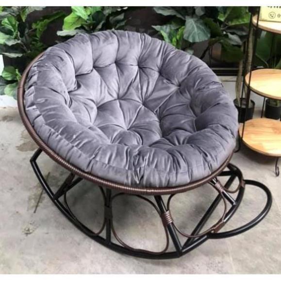 Hàng Cao Cấp Ghế lười bập bênh nệm tròn thư giãn, đọc sách Papasan khung sắt mây nhựa - Giá Tại Xưởng