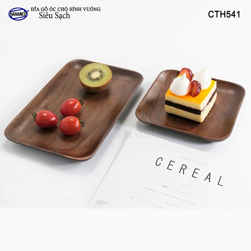 Đĩa vuông gỗ Óc Chó nhập khẩu Mỹ nguyên khối - hàng Xuất Khẩu Châu Âu - CTH541 - đựng đồ ăn/trang trí - đĩa bánh mì/trái cây/ bít tết/ pizza/ phụ kiện chụp ảnh, bày món ăn trong nhà hàng - Sang trọng trên bàn ăn