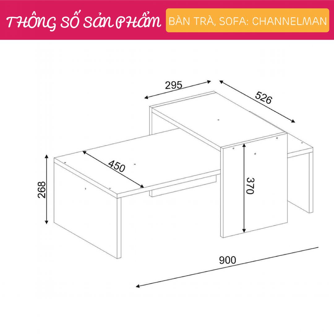 Bàn sofa hiện đại bằng gỗ công nghiệp SMLIFE Channelman