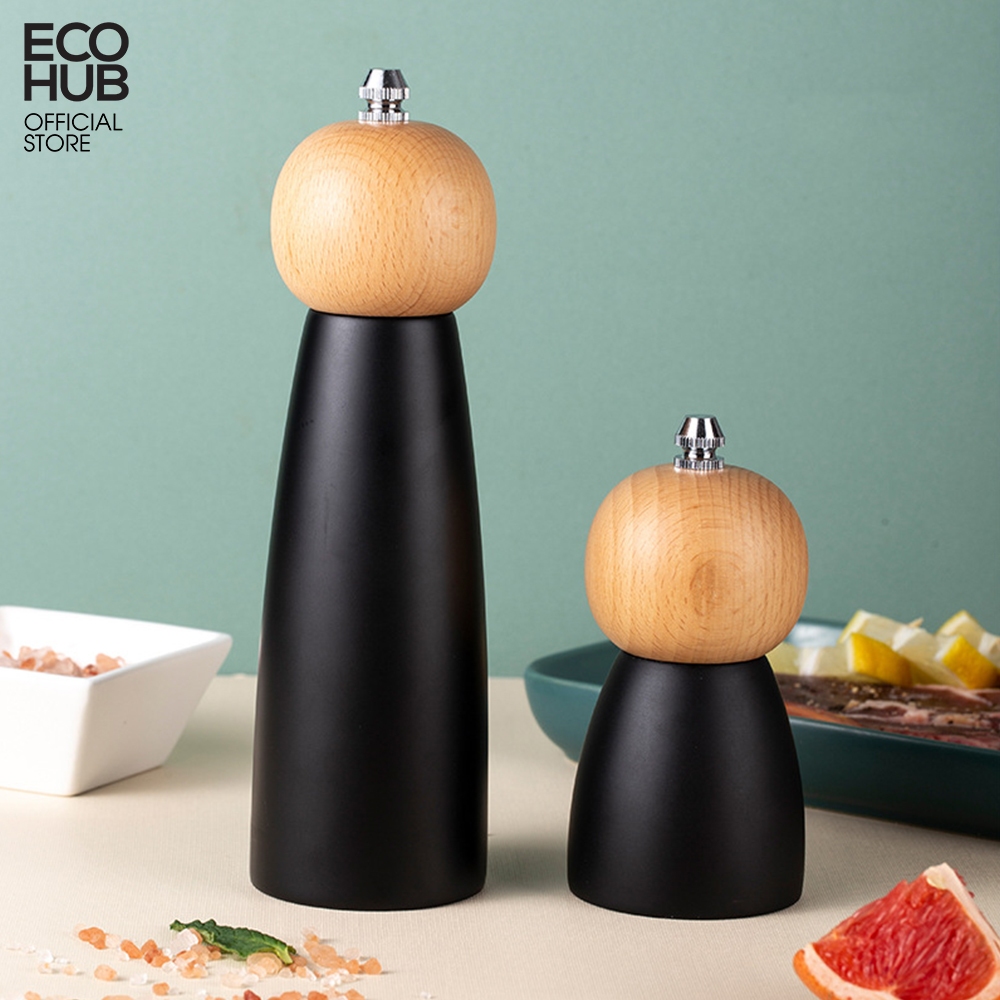 Dụng cụ xay tiêu đen và muối biển ECOHUB màu đen dạng đẹp cao cấp và sang trọng (Pepper Grinder)