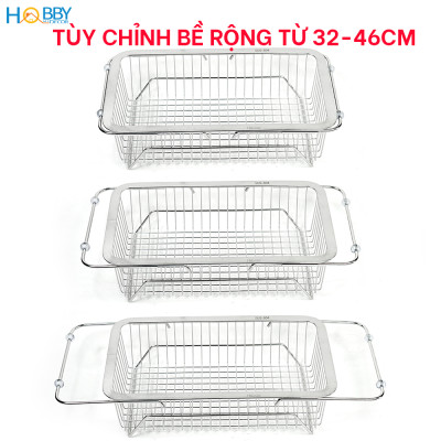 Khay đựng chén đĩa gác bồn rửa chén co giãn inox 304 Hobby home decor KDC5