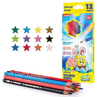 Hộp 12 Bút Chì Màu - Hình Bọt Biển Spongebob - Deli EC133-12