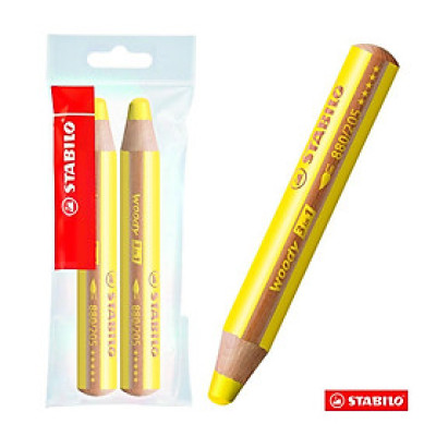 Bộ 2 cây bút chì màu STABILO Woody 3in1 (CLK880-C2) - Vàng (205)
