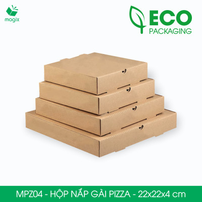 MPZ04 - 22x22x4 cm - 100 Hộp nắp gài pizza đa dụng - Hộp nắp gập, hộp carton gói hàng, hộp quà
