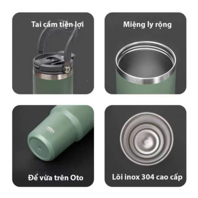 Cốc giữ nhiệt TYESO TS-8827 750ml tay cầm công thái học Chống tràn & Giữ nhiệt 12 tiếng
