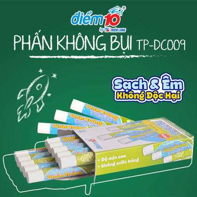 Combo 5 Hộp Phấn trắng không bụi Thiên Long Điểm 10 TP-DC009
