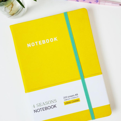 Sổ Bìa Da A5 - Kẻ Ngang 200 Trang 80gsm - 4 Seasons - The Sun 02 - Màu Vàng Chanh