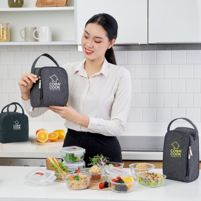 Bộ 3 hộp cơm thủy tinh chịu nhiệt COBACOOK hình tròn 400m Kèm túi COBACOOK _ CCR43BS