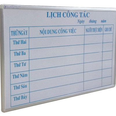 Bảng Lịch Công Tác viết lông Bavico BLCT Trắng