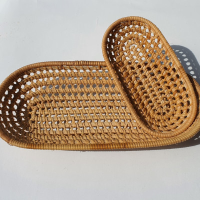 Khay mây tre đan đựng đồ tiện dụng|Hình bầu dục| Hàng thủ công thân thiện môi trường