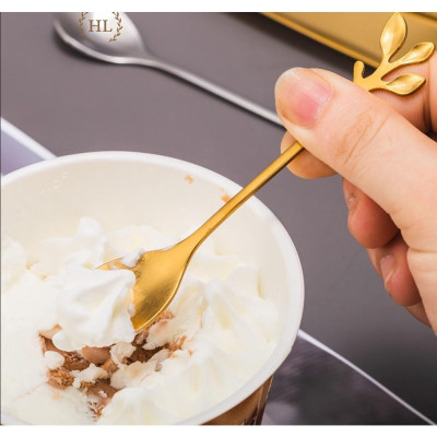 Thìa rĩa lá phong cách Vintage thời thượng hoàng kim hợp kim tạo hình 3 lá - tht111