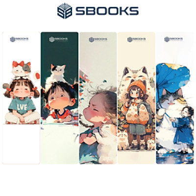 5 Cái Bookmark Kẹp Sách, Dấu Trang Hoạ Tiết Bé Và Mèo  - SBOOKS