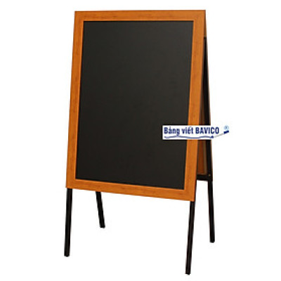 Bảng đen menu khung gỗ (nâu) có chân 2 mặt - Bavico