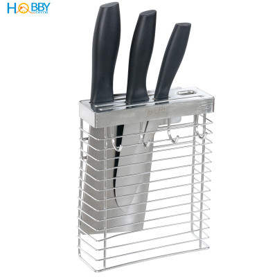 Kệ để dao kéo có móc treo khăn inox 304 dán tường Hobby home decor TD1