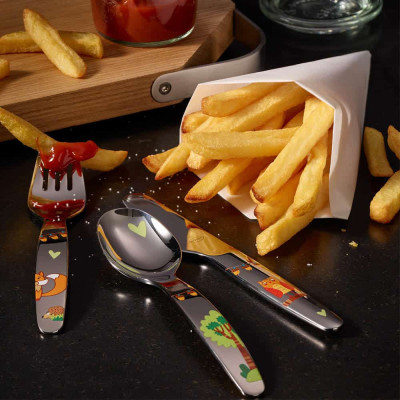 Bộ Dao Thìa Dĩa Trẻ Em Rosle Kleiner Roboter 95065 4 Món hàng chính hãng