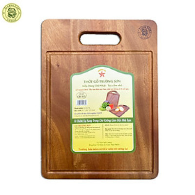 Thớt Gỗ Xà Cừ Hình Chữ Nhật Đại Có Khe Chứa Nước - Đồ Gỗ Nhà Bếp Thương Hiệu Trường Sơn