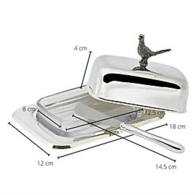 Khay đựng bơ kèm dao mạ Edzard bạc Hàng chính hãng