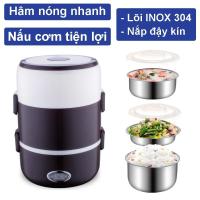 Cặp lồng giữ nhiệt đựng cơm cắm điện bằng inox 3 tầng