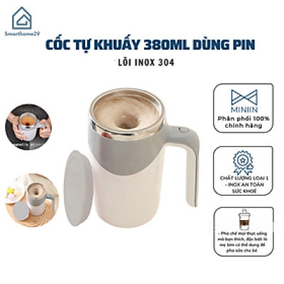 Cốc Khuấy Tự Động Pha Cafe, Sữa, Cốc Khuấy Tự Động 380ml Dùng Pin Lõi Inox 304 Không Rỉ Giữ Nhiệt Tốt - HÀNG CHÍNH HÃNG MINIIN