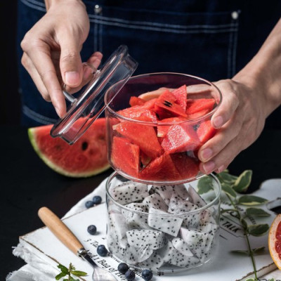 Tô thủy tinh đựng trái cây có thể xếp chồng lên được