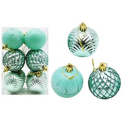 Hộp 12 Trái Châu Trang Trí Giáng Sinh - 6ADBCL12-H6 - Màu Xanh Mint