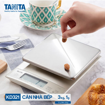 Cân điện tử nhà bếp TANITA KD321(3kg) (Chính hãng Nhật Bản), Cân nhà bếp 1kg, Cân nhà bếp 2kg, Cân nhà bếp 3kg, Cân nhà bếp độ chia 0.1g tối đa 200g, Cân Nhật, Cân trọng lượng, Cân chính hãng, Cân thực phẩm, Cân thức ăn, Cân tiểu ly điện tử, Cân chính xác