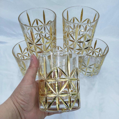 Bộ 6 cố thủy tinh uống nước hoa sao mạ vàng