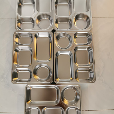 COMBO 5 BỘ KHAY CƠM INOX 5 NGĂN SÂU LÒNG INOX 304 ( TÙY CHỌN NẮP )