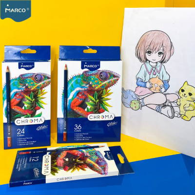 Bộ chì màu cao cấp Marco Chroma Công nghệ glide  12, 24, 36, 48, 72 ,100 Màu