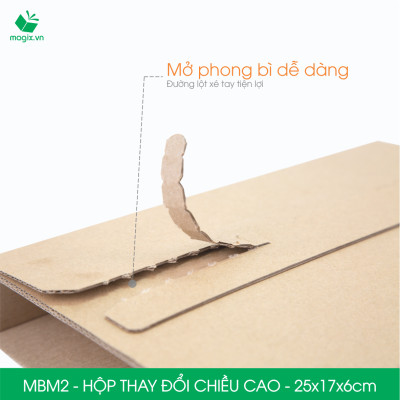 MBM2 - 25x17x6cm - Combo 20 Hộp carton thay đổi chiều cao - Thùng carton đóng hàng