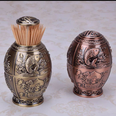 combo lọ tăm và gạt tàn hợp kim phong cách cổ