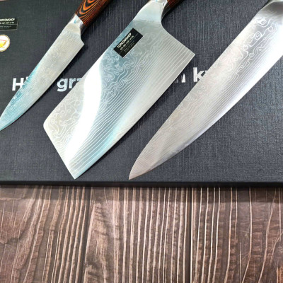 DAO - BỘ 3 DAO BẾP NHẬT BẢN THÉP DAMASCUS MÃ A9 DT2 nt topcomshop vn