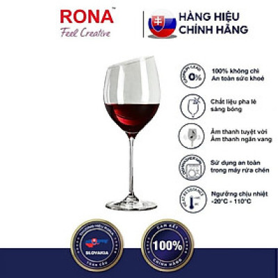 2 Cái ly pha lê mài vát Rona 650 ml Handmade Tiệp Khắc