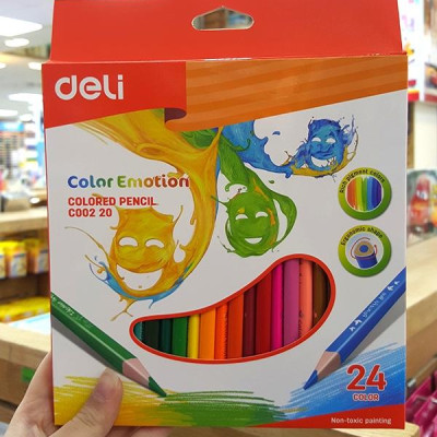 Bút chì màu học sinh 3 cạnh Deli 12/ 18/ 24/ 36 màu/hộp - EC00200/EC00210/EC00220/EC00230