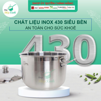 Nồi Inox 430 Bếp Từ 3 Đáy Fivestar (36 cm) Nắp Inox + Tặng 5 Muỗng Ăn Inox Cao Cấp
