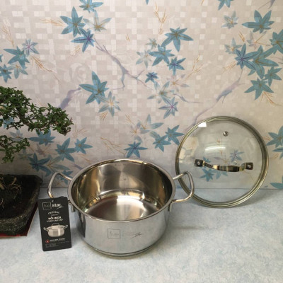 Nồi inox 304 5 đáy nắp kính Fivestar 18cm - Hàng chính hãng