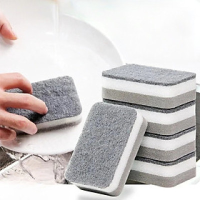 SET 2 Miếng Bọt Xốp, Ghi Xám Cọ Rửa Chén Bát Đĩa, Đánh Chảo Nồi Chảo, Vệ Sinh Sạch Sẽ, Dọn Bếp Tiện Dụng - TakyHome 5152set2