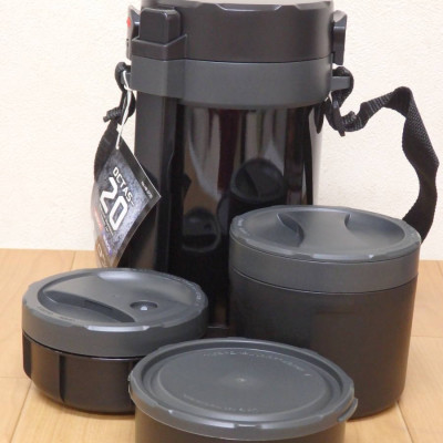 Cà men/ hộp cơm đựng giữ nhiệt 3 ngăn Pearl Metal Octas - Hàng nội địa Nhật Bản, hàng nhập khẩu chính hãng