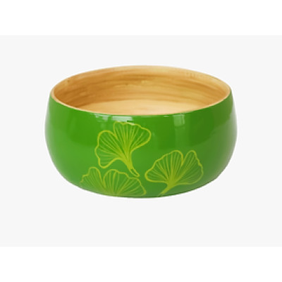 Bát Sơn Mài Xanh Lá Cây Họa Tiết Lá Bạch Quả