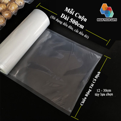 Túi Hút Chân Không Thực Phẩm Dạng Cuộn Trơn Phẳng 2 Mặt HTG, Đầy Đủ Kích Thước