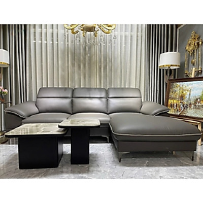 Sofa góc L da bò Italy Tundo màu xám – SFLCT04 2m6 x 1m6 hàng cao cấp chuẩn da bò nhập khẩu Ý